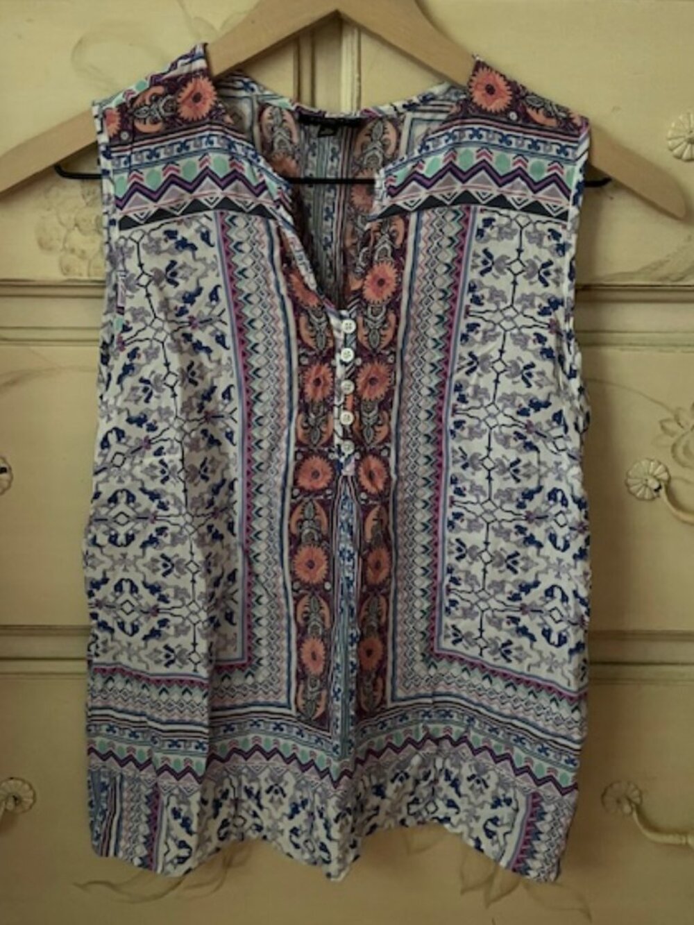 Talbots Patterned Sleeveless Tunic Top- size small petite
